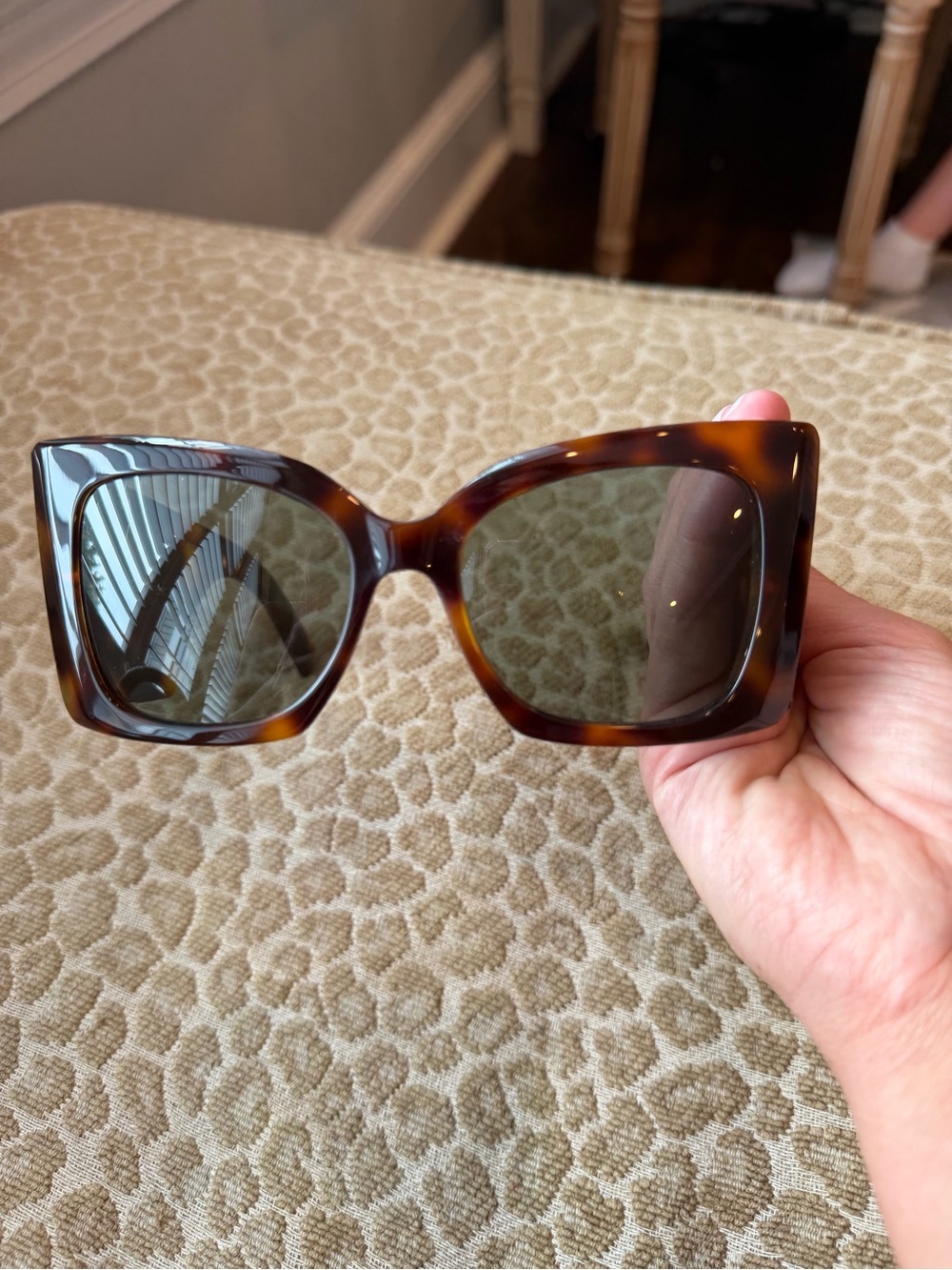 YSL Tortoiseshell Oversized Square Women's Sunglasses - Brown